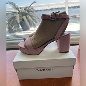 NWT Calvin Klein Lalah Heeled Sandal in Crystal Rose